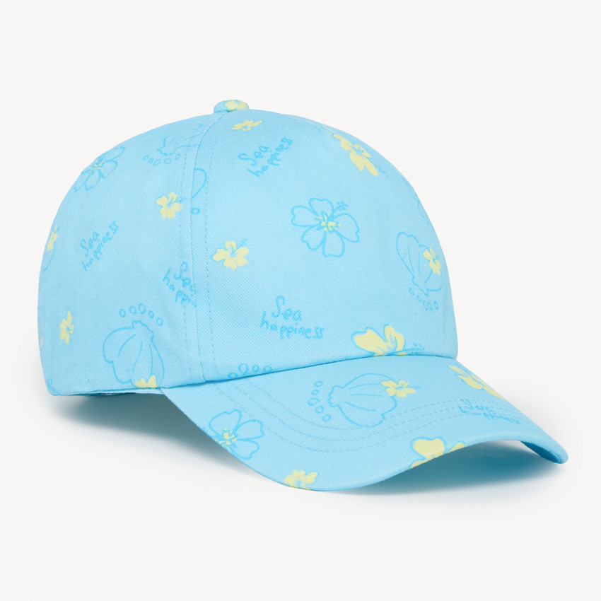 Petite capuche en twill avec impression de fleurs et de coquillages pour bébé fille 