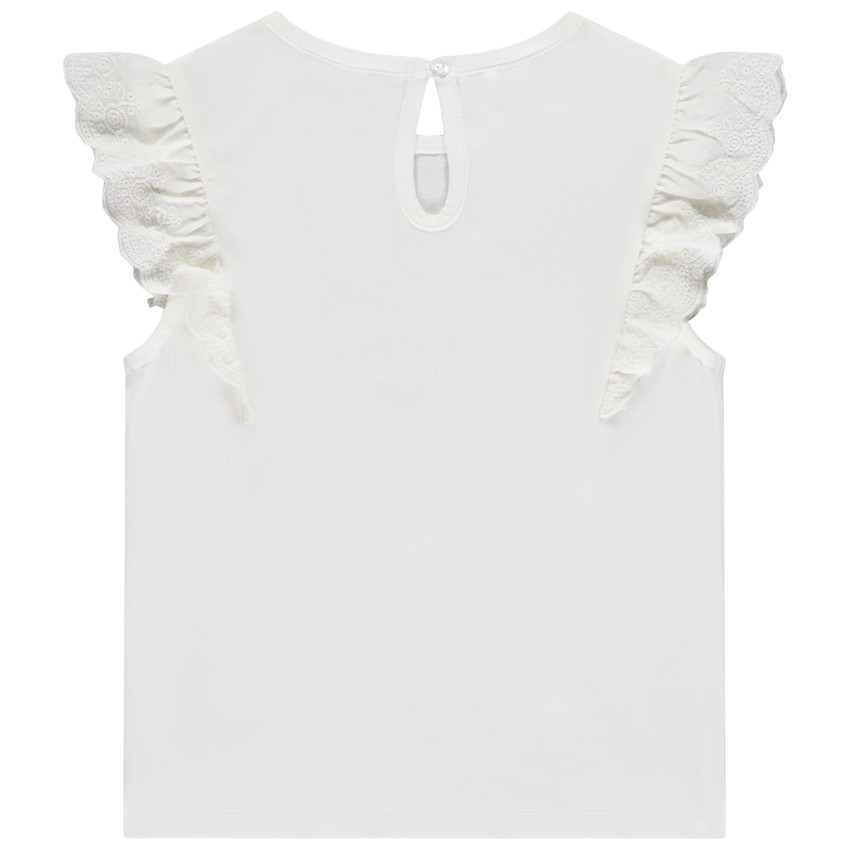 Korte mouwen geborduurd T-shirt met glinsterende print voor meisje 