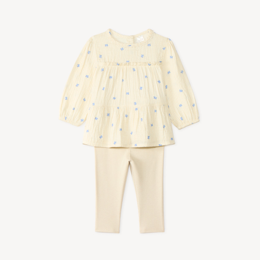 Ensemble bébé fille tunique imprimé fleurs et legging 