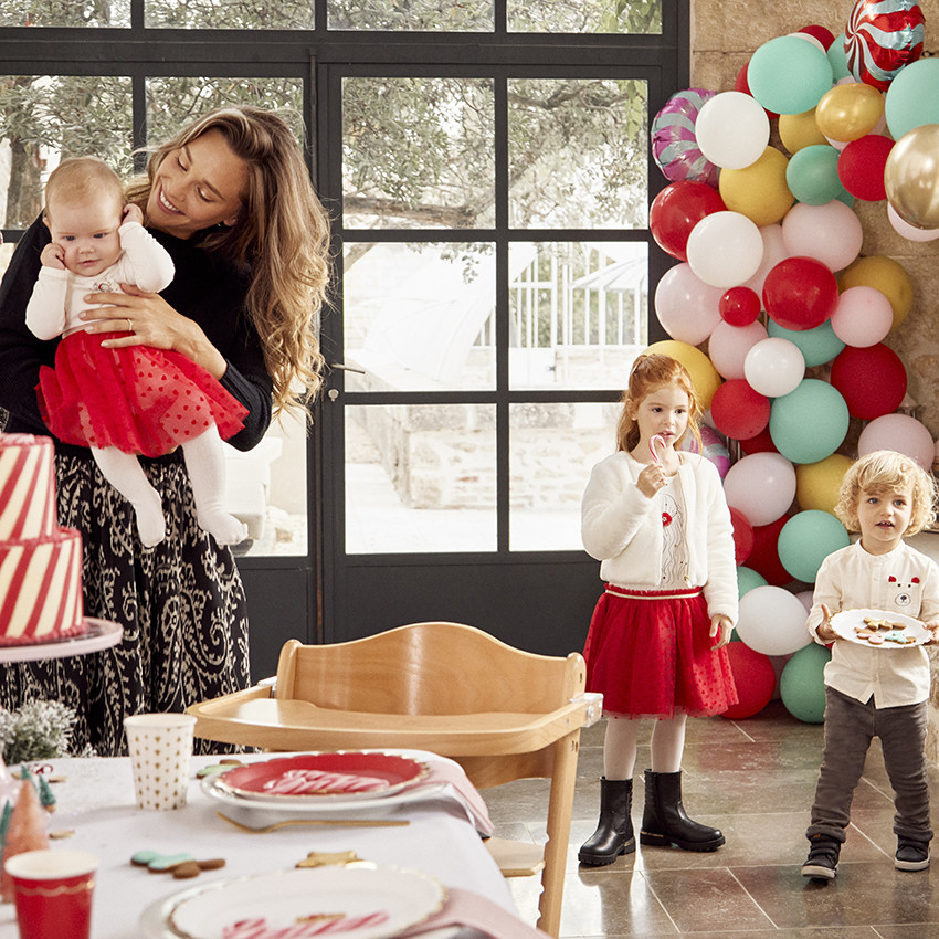 Jurk body 2-in-1 effect in tule met harten voor baby meisjes 