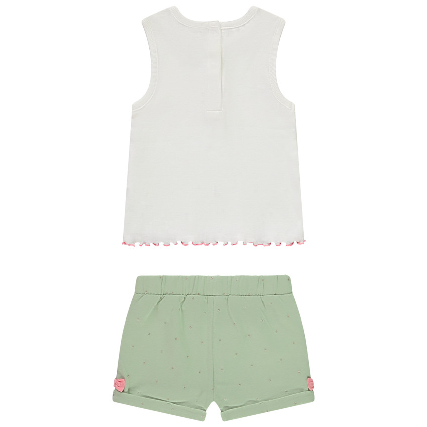 Set van top print appels + fantasie short voor baby meisje 