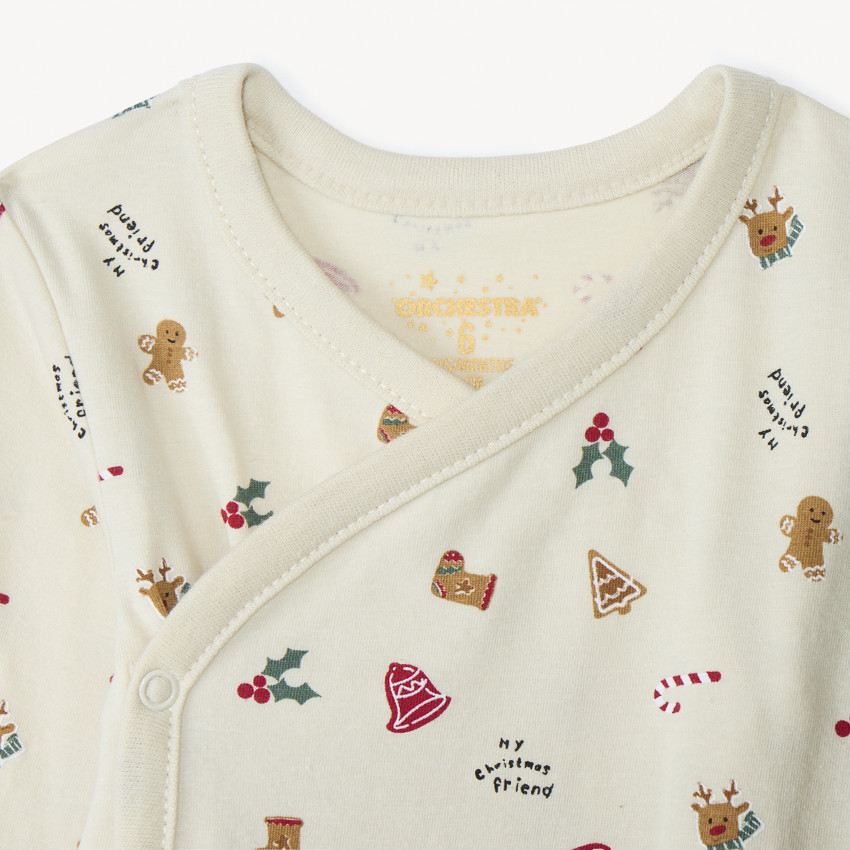 Set van 2 kerst rompertjes met lange mouwen voor jongens, met verschillende openingen afhankelijk van de leeftijd. 