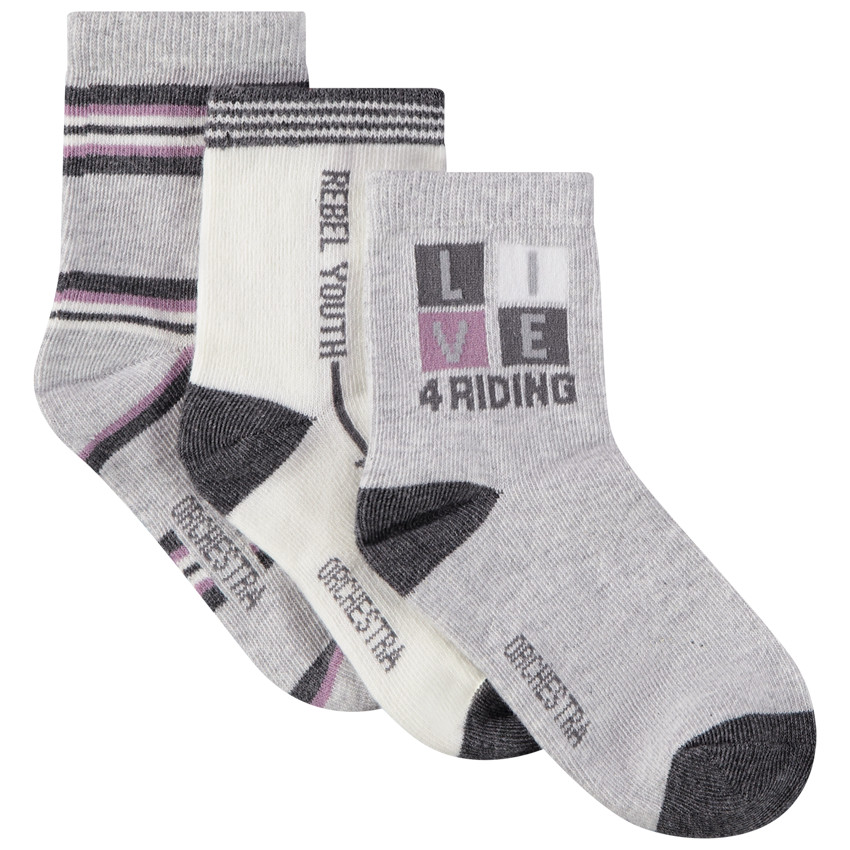 Lot de 3 paires de chaussettes avec print fantaisie pour garçon 