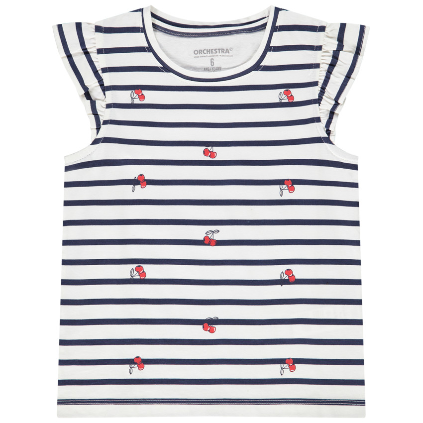 T-shirt manches courtes rayé et printé pour fille 