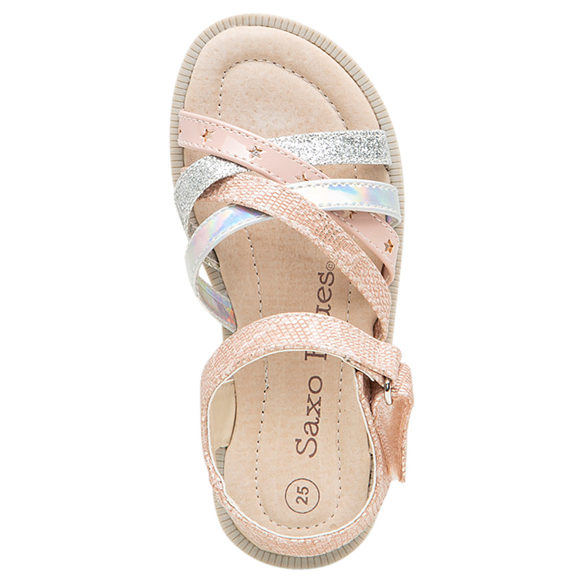 Sandalen met iriserende riemen met textuur en pailletjes van maat 24 tot 29 