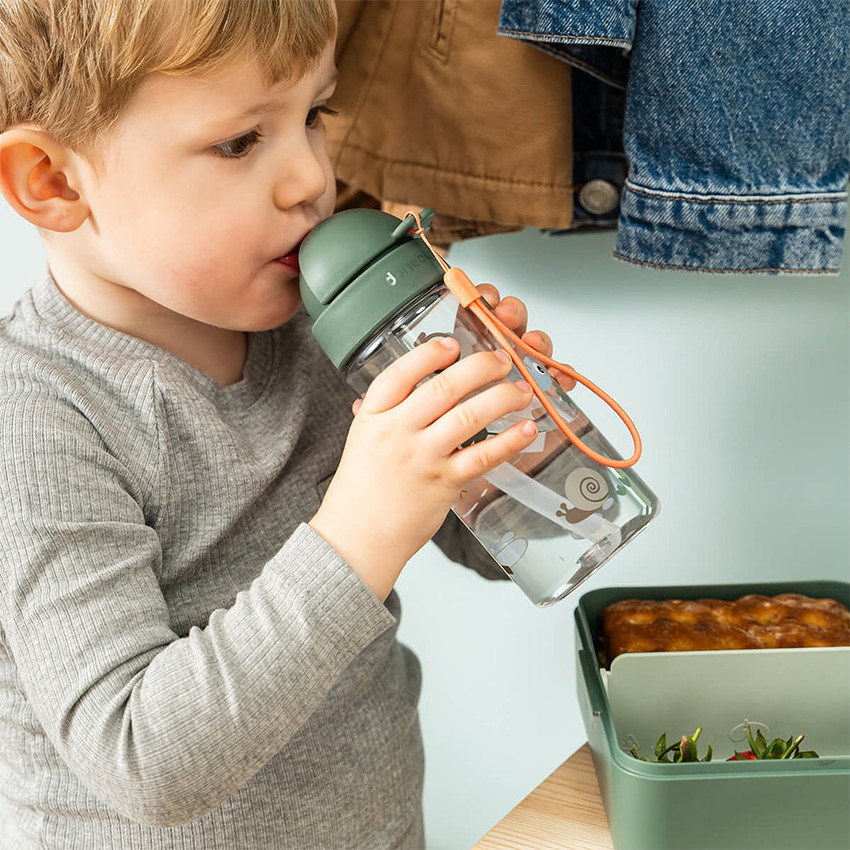 Drinkfles met rietje 350ml Trails Groen  