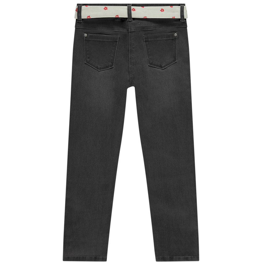 Jean slim avec ceinture fleurie à nouer pour fille 