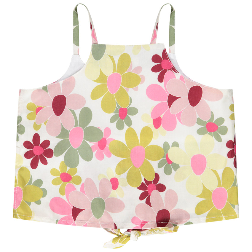 Top met knoopeffect en bloemenprint voor meisjes 