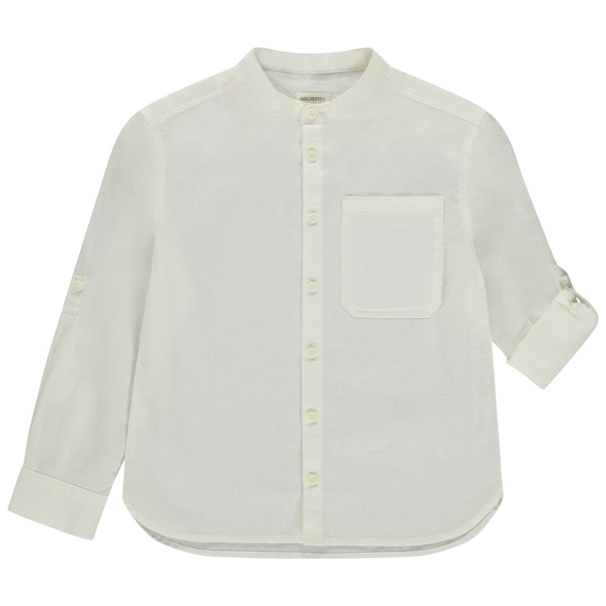 Uni lange mouwen hemd voor jongens met oprolbare mouwen 