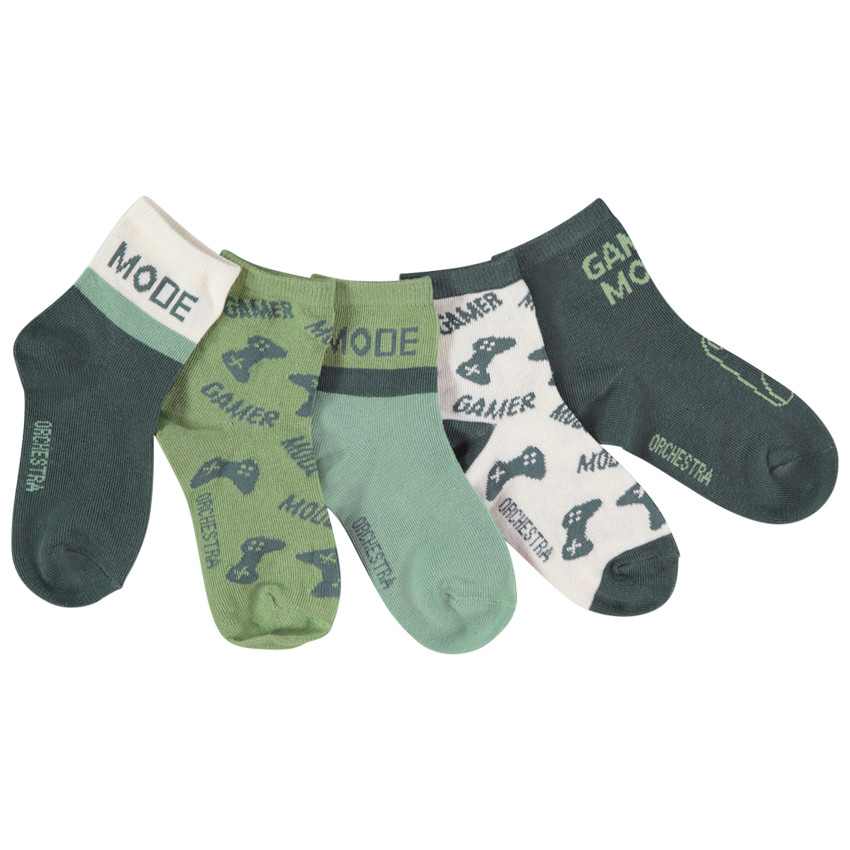 Lot de 5 paires de chaussettes imprimé gamer pour garçon 