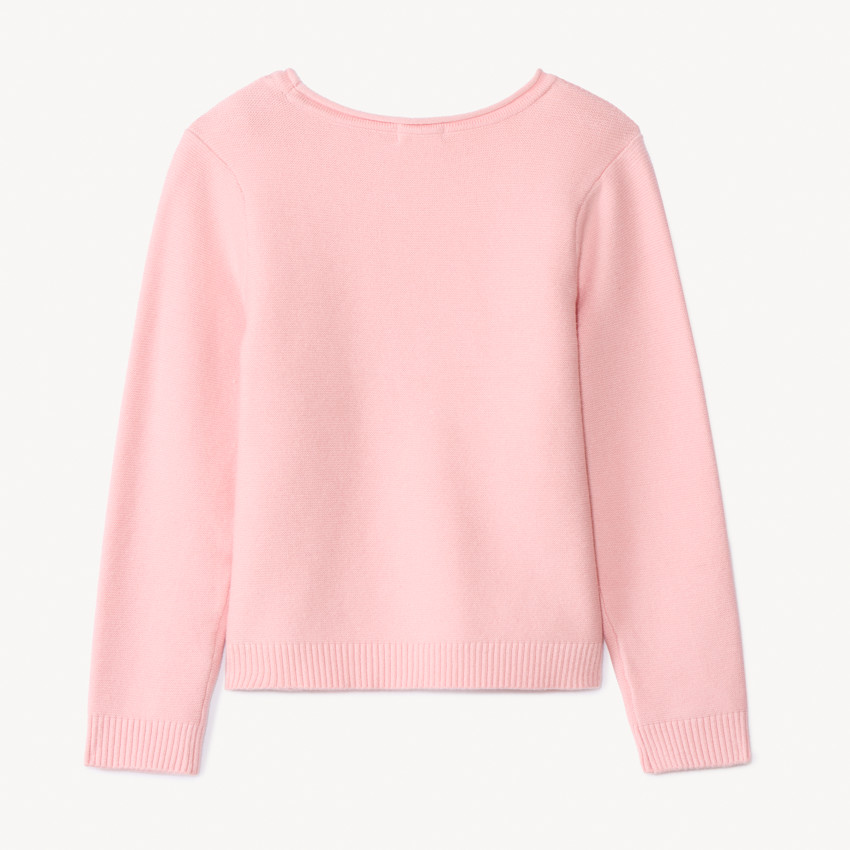 Pull manches longues tricot à motif pelucheux pour fille 