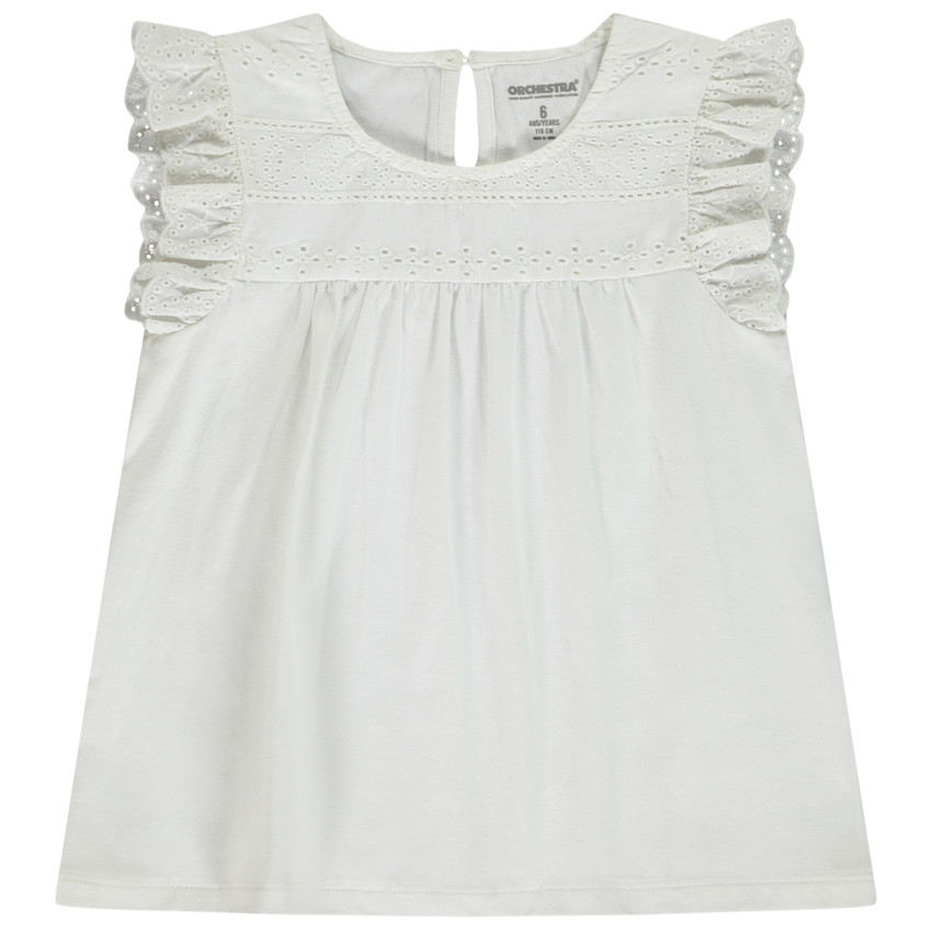 Korte mouwen T-shirt met Engels borduursel voor meisjes 