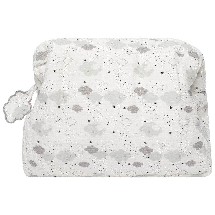 Trousse de toilette en coton imprimé nuages 