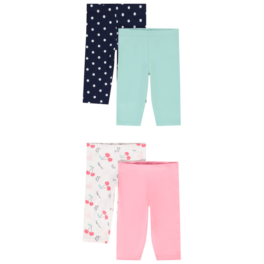 Lot de 4 corsaires en jersey pour bébé fille 