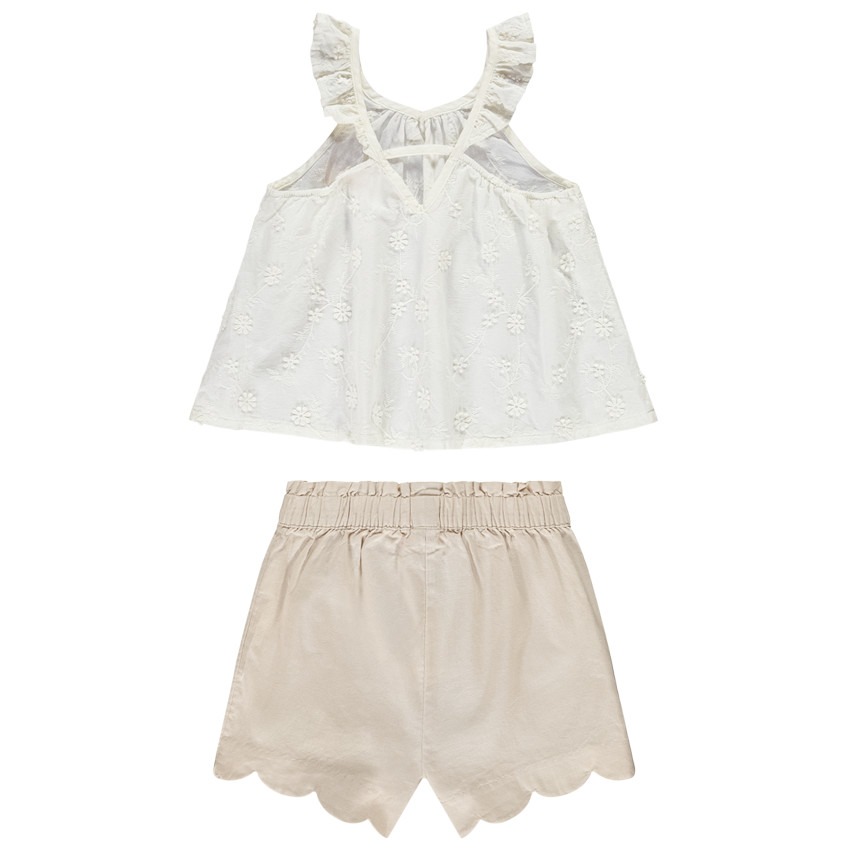 Ensemble 2 pièces avec broderie anglaise pour fille 