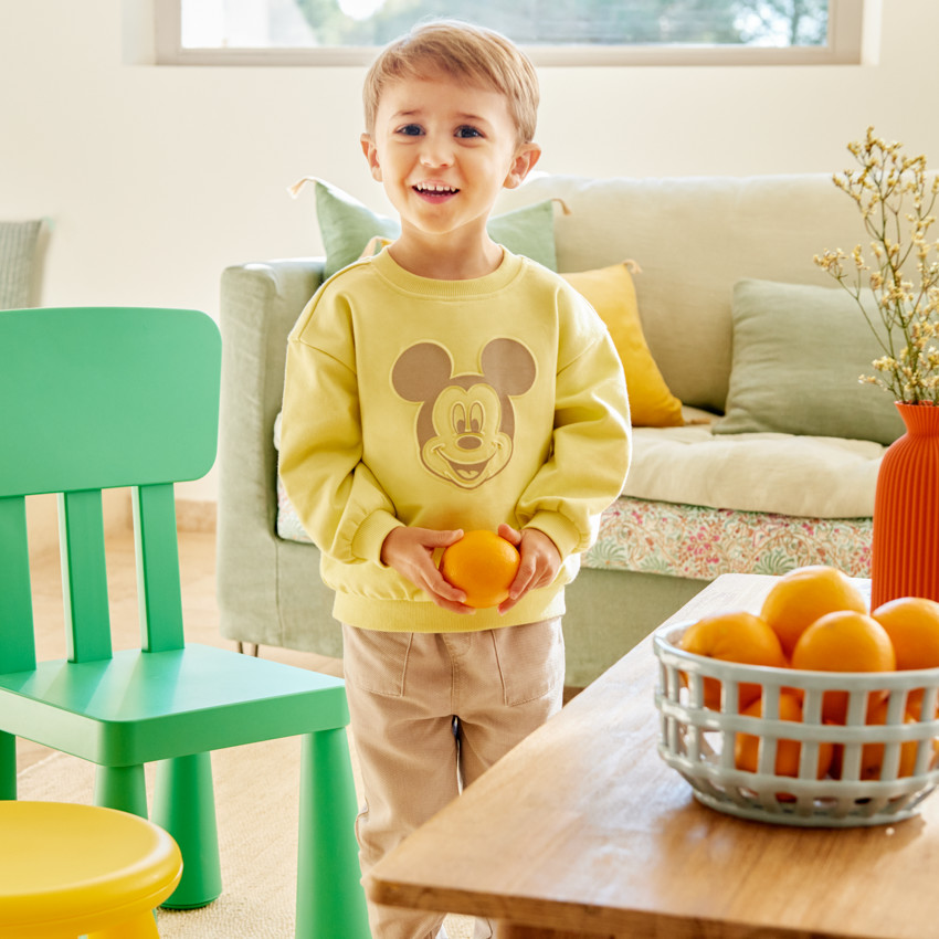 Sweatshirt van geborsteld katoen met reliëfprint van Mickey Disney voor jongensbaby's 