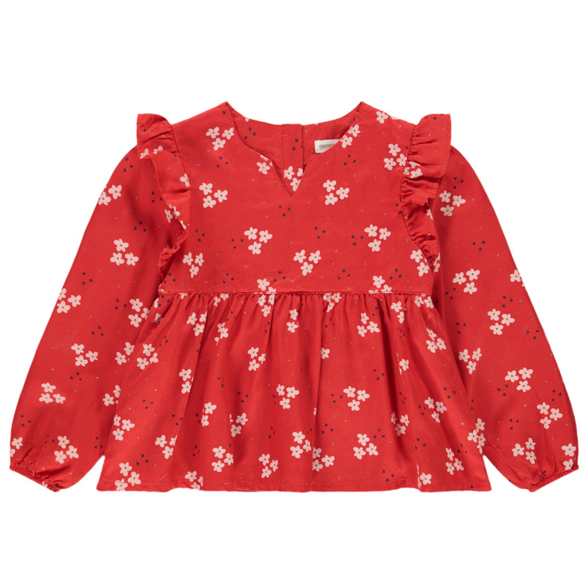 Tunique manches longues imprimé fleuri pour fille 