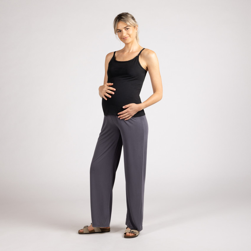 Pantalon large de grossesse uni avec bandeau haut 