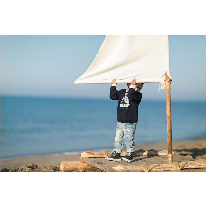 Trui van tricot matrozenmodel met patch met boot van tricot 