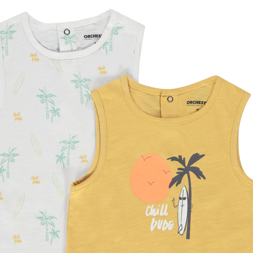 Lot de 5 débardeurs en jersey print surf pour bébé garçon 