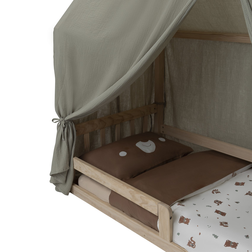 Toile en gaze de coton pour lit Premissori vert 