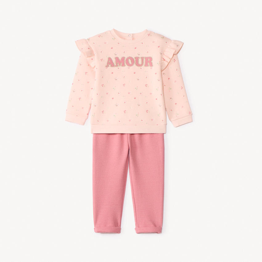 Ensemble jogging avec sweat imprimé pour bébé fille 