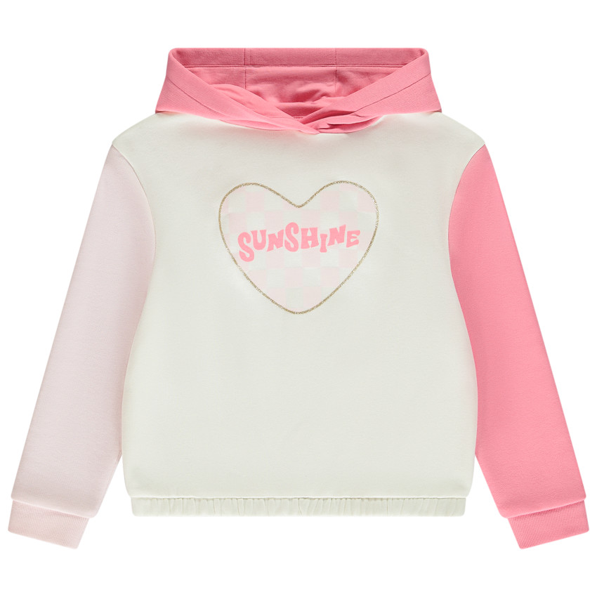 Sweat molleton effet color block print cœur pour fille 