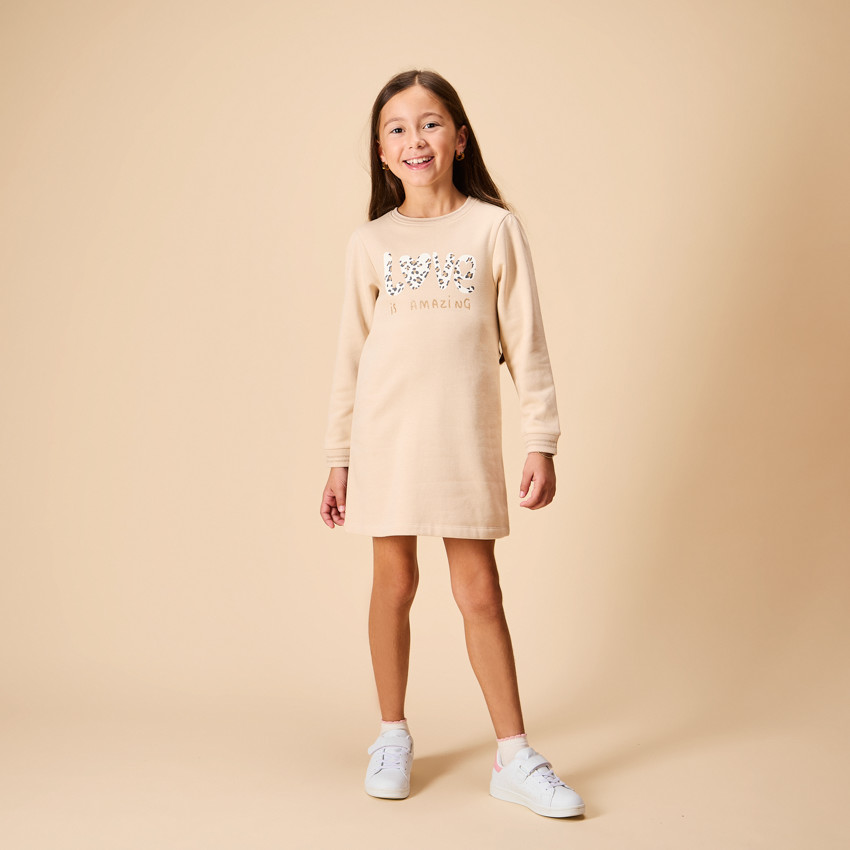 Robe sweat en molleton print tacheté pour fille 