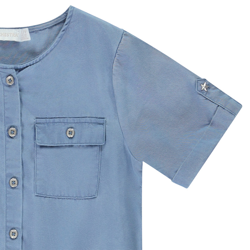 Effen serge combishort voor meisjes 