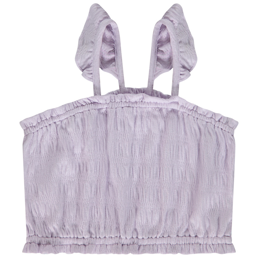 Crop top met smokwerk en ruches bretellen meisjes 