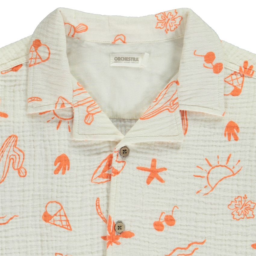 Chemise manches courtes en tetra imprimé vacances pour garçon 