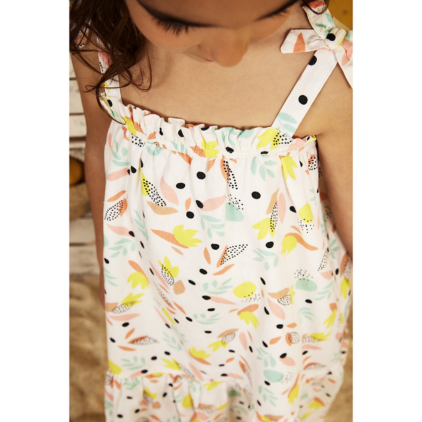 Robe longue à bretelles imprimé feuilles pour fille 