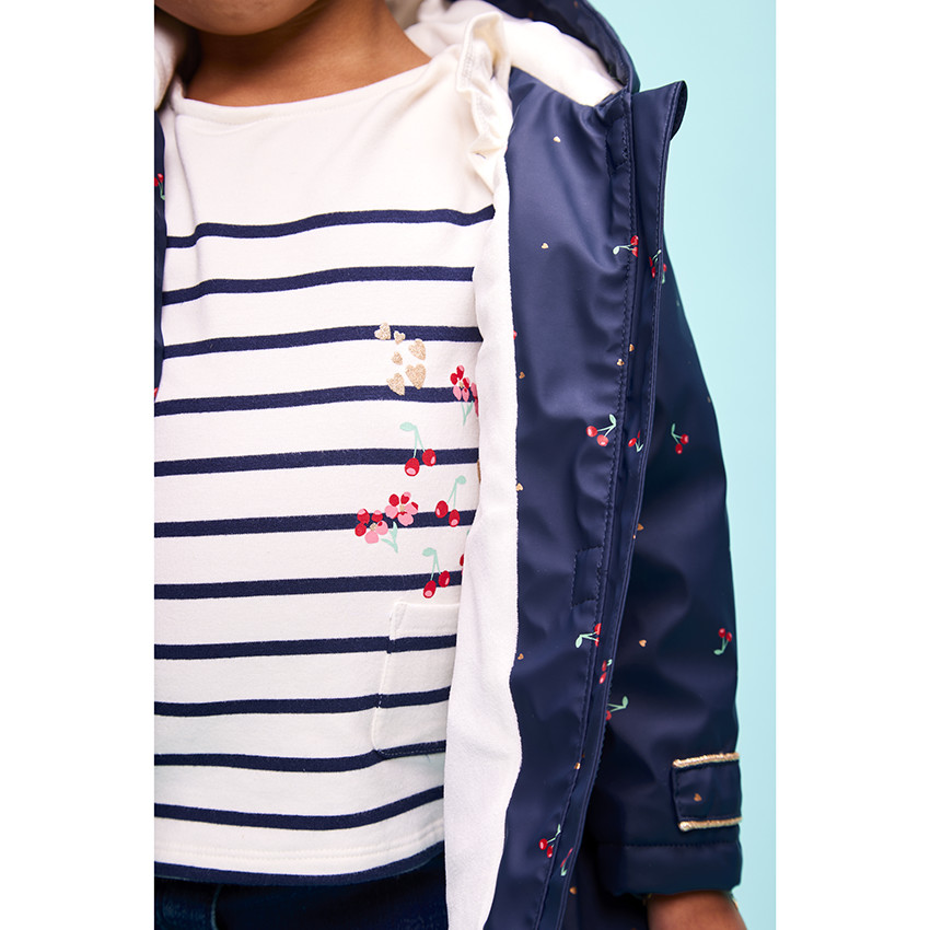 Parka met waterafstotende coating en kersenprint voor meisjes 