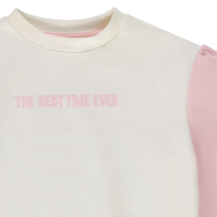 Sweatshirt colour block effect met borduren voor meisjes 