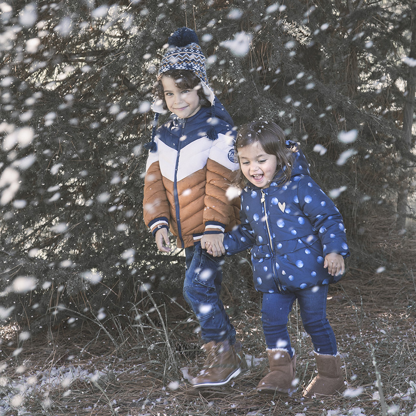 Ensemble van muts en snood met prints en voering van sherpastof 