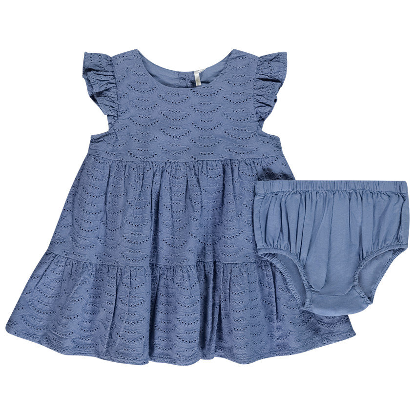 Ensemble 2 pièces uni en broderie anglaise pour bébé fille 