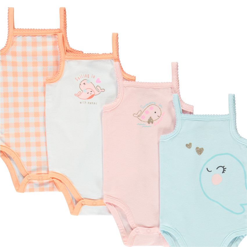 Set van 7 mouwloze bodies met fantasieprints voor meisjes 