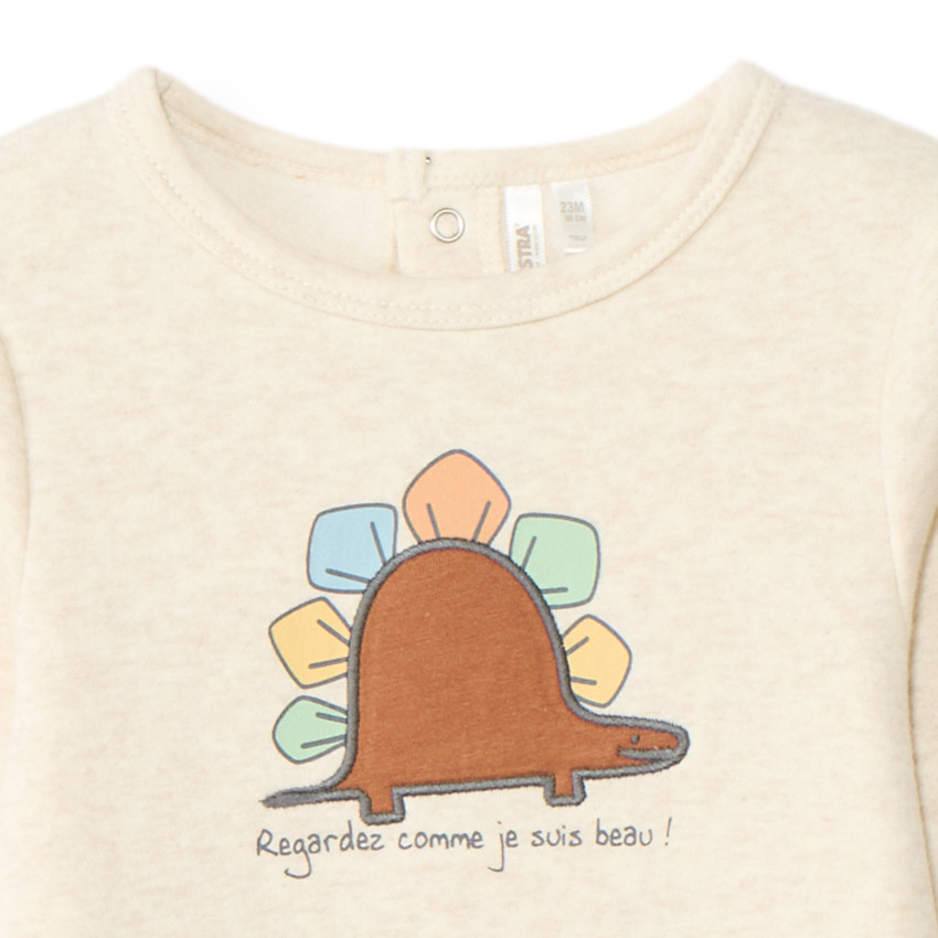 Dors-bien en velours dinosaure fantaisie pour bébé garçon avec ouvertures différentes selon l'âge  