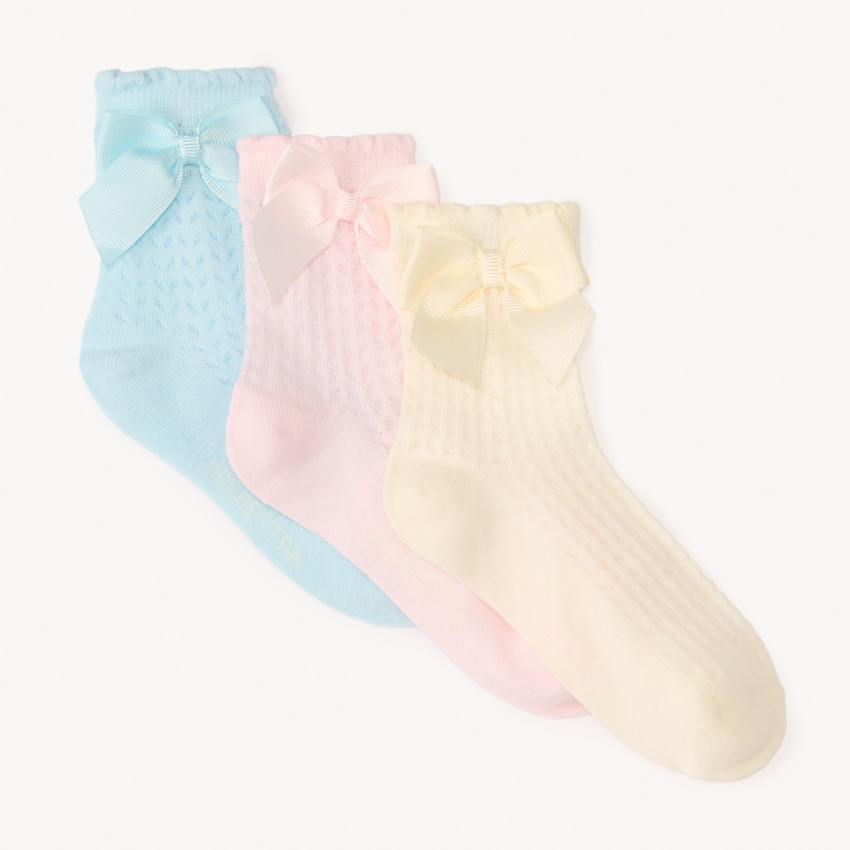 Lot de 3 chaussettes avec nœud à la cheville pour fille 
