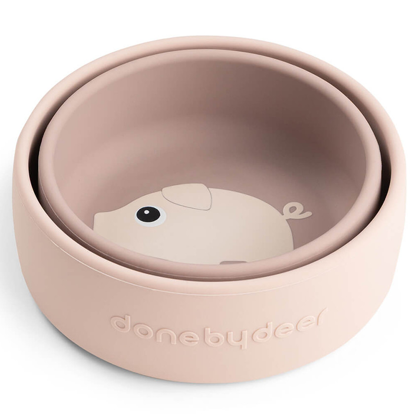 Set de 2 bols en silicone Pigee Roze 