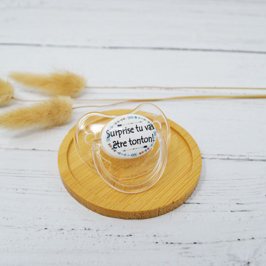 Sucette d'annonce en silicone "Tonton" 0-6M - Blanc 