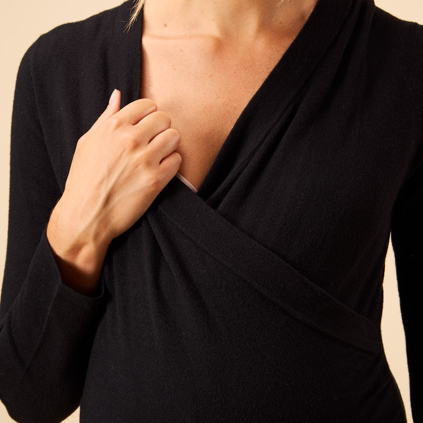 Robe uni de grossesse et d'allaitement croisé pour femme 