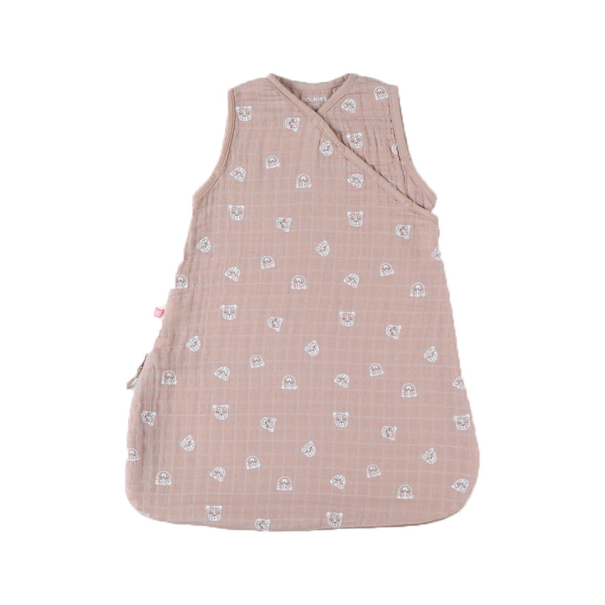 Gigoteuse sans manches en mousseline imprimé félins 50 cm 