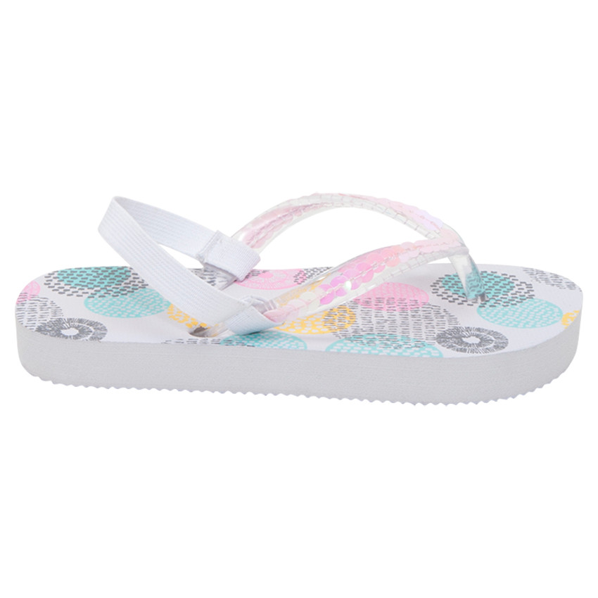 Elastische teenslippers met print met rozen en riempje met lovertjes  