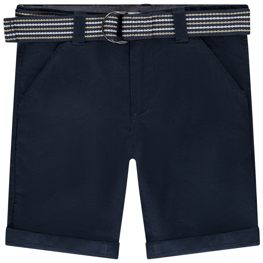 Bermuda uni avec ceinture fantaisie pour garçon  