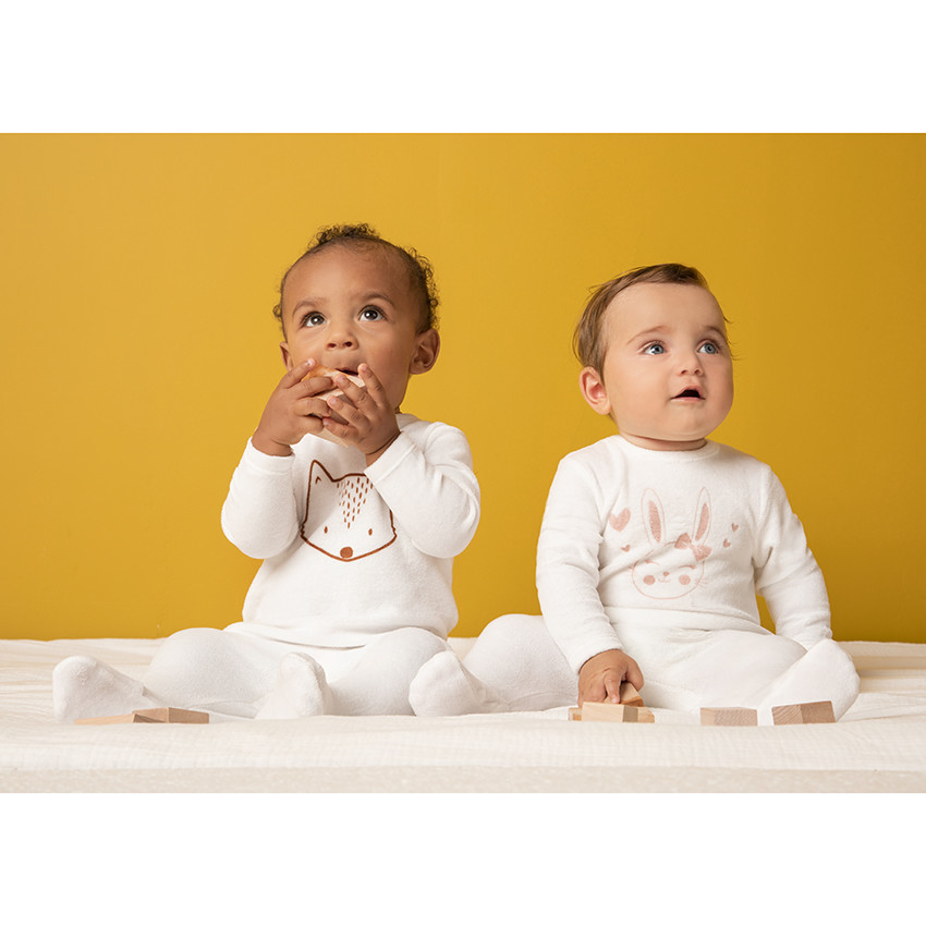 Fluwelen babypyjama voor jongens met vossenprint 
