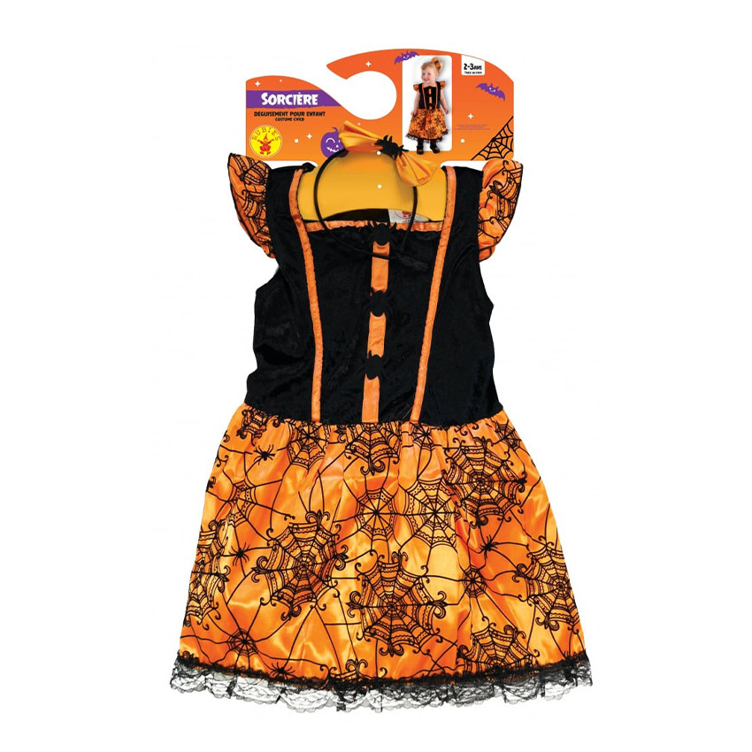 Déguisement bébé sorcière orange 2-3 ans 