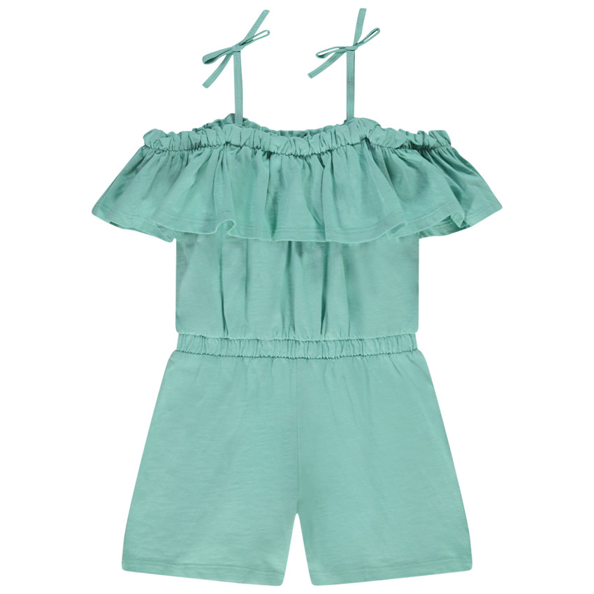 Korte jumpsuit met volant en bretellen voor meisjes 