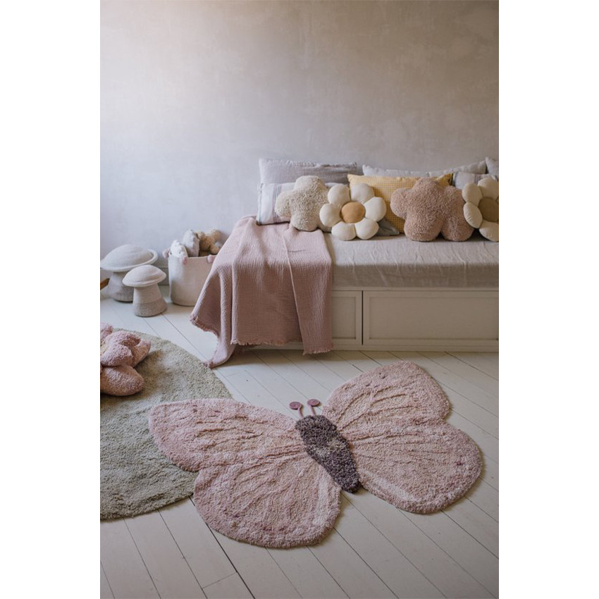 Tapis coton lavable 90x120cm Animal Baby Butterfly 