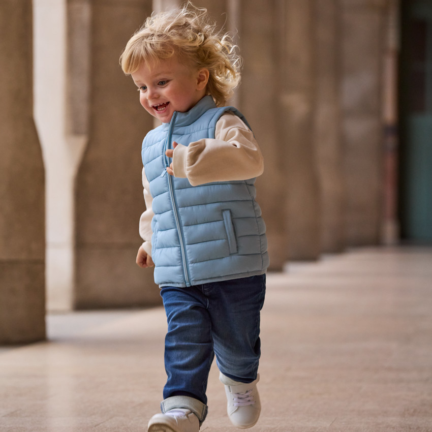 Doudoune sans manches unie pour bébé garçon 